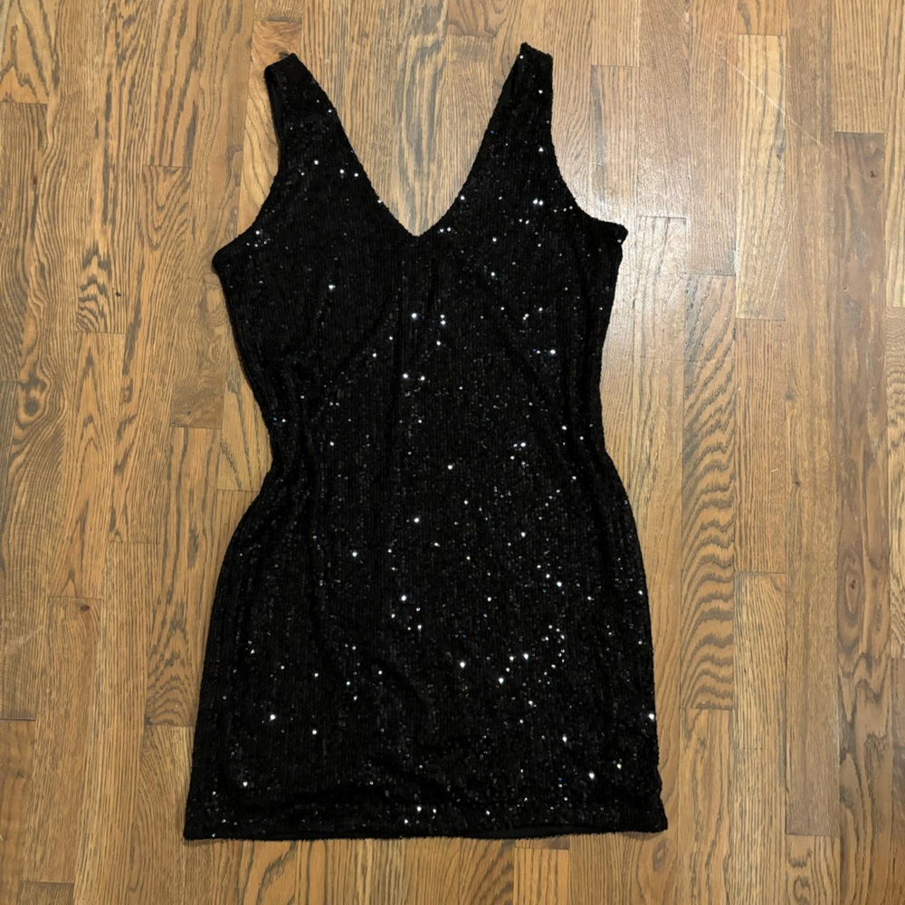 Black Sequin Size L H&M Mini Dress